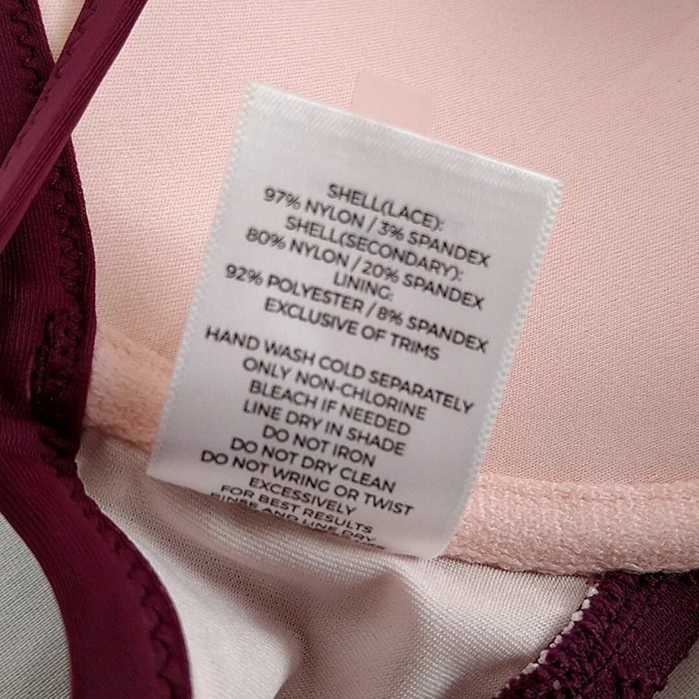 Shade & Shore Womens sz 34D Bikini Top Purple Gold Lace Strappy Swim Suit